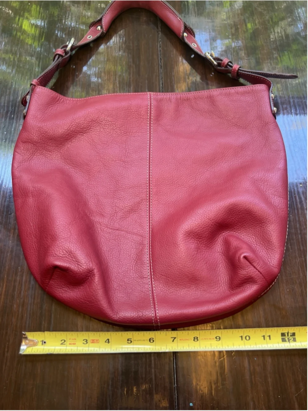 Tignanello Red Slouch Leather Hobo Shoulder Bag Purse Y2K